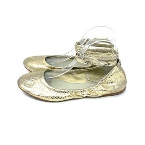 1. State Gold Ankle Wrap Flats